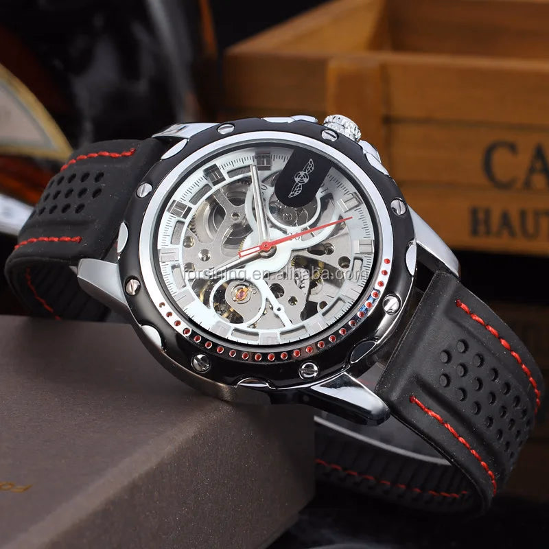Winner Black Silicone Automatic Skeleton Watch — image 6