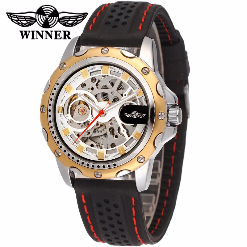 Winner Black Silicone Automatic Skeleton Watch — image 11