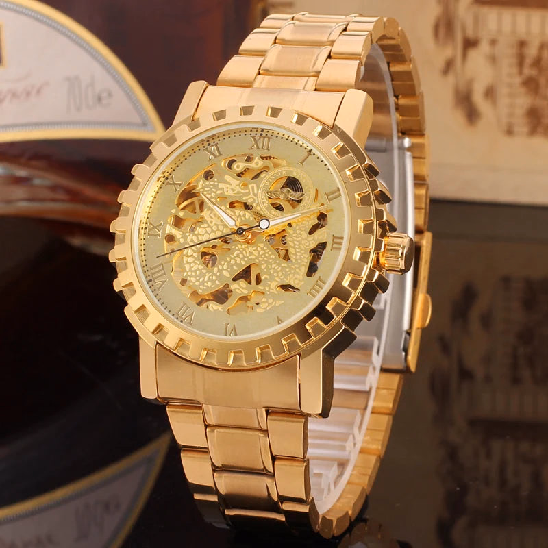 Luxury Gold Skeleton Automatic Watch for Men — image 3
