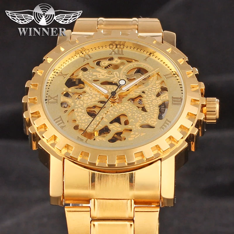 Luxury Gold Skeleton Automatic Watch for Men — image 7