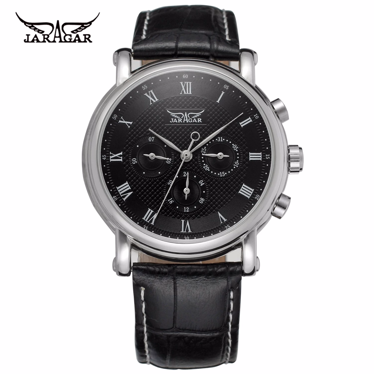 JARAGAR Men's Automatic Leather Watch — image 2