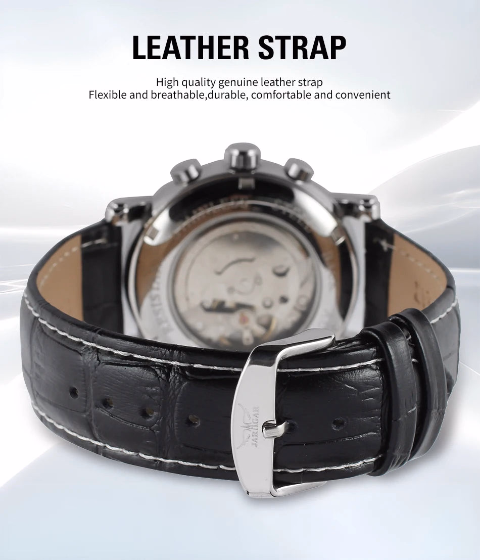 JARAGAR Men's Automatic Leather Watch — image 6