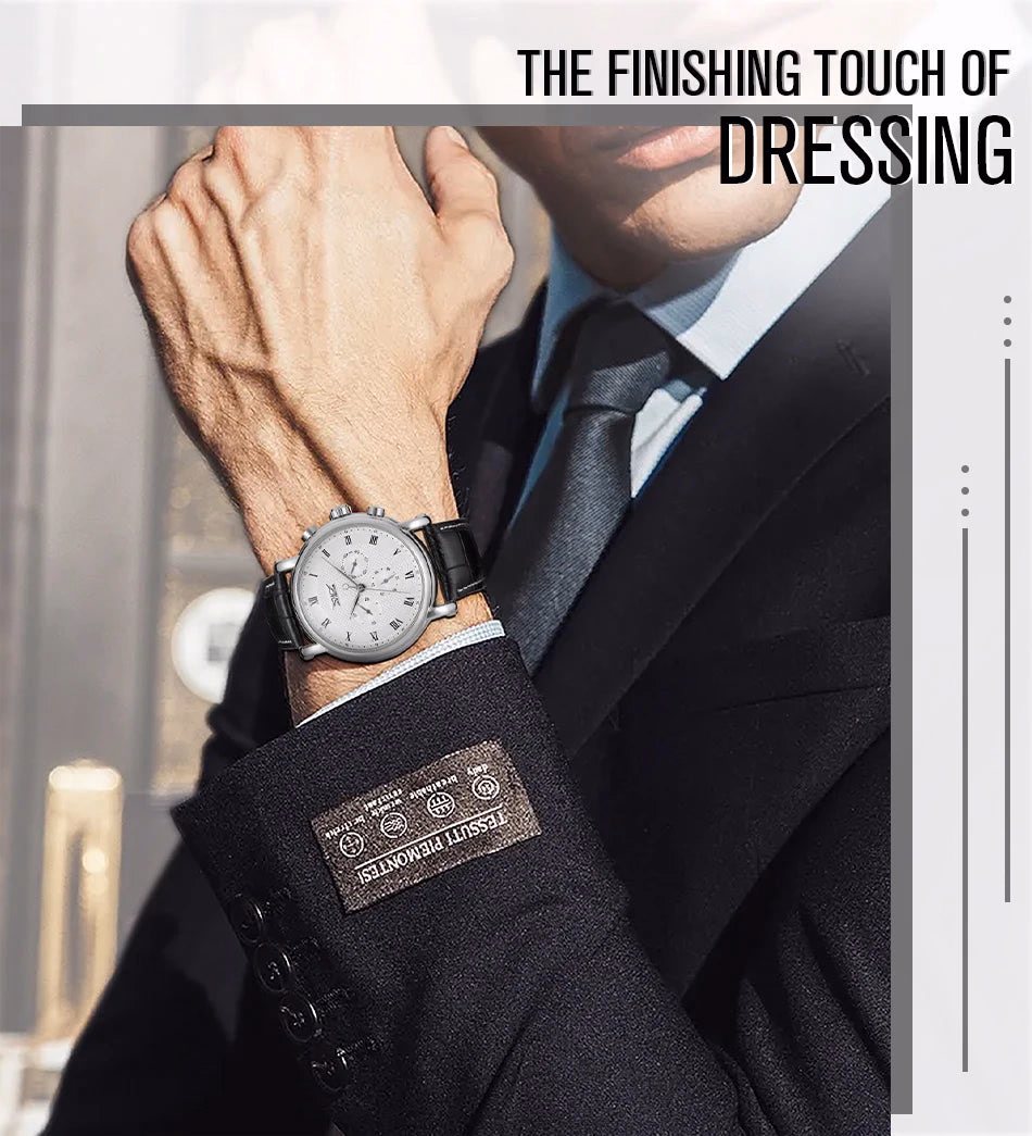 JARAGAR Men's Automatic Leather Watch — image 3