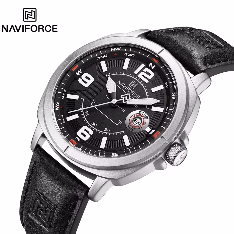 NAVIFORCE Men's Quartz Watch with Leather Band