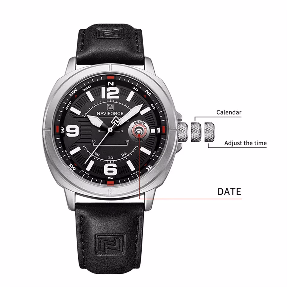 NAVIFORCE Men's Quartz Watch with Leather Band — image 4