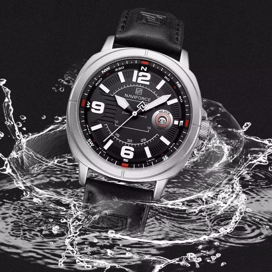 NAVIFORCE Men's Quartz Watch with Leather Band — image 3