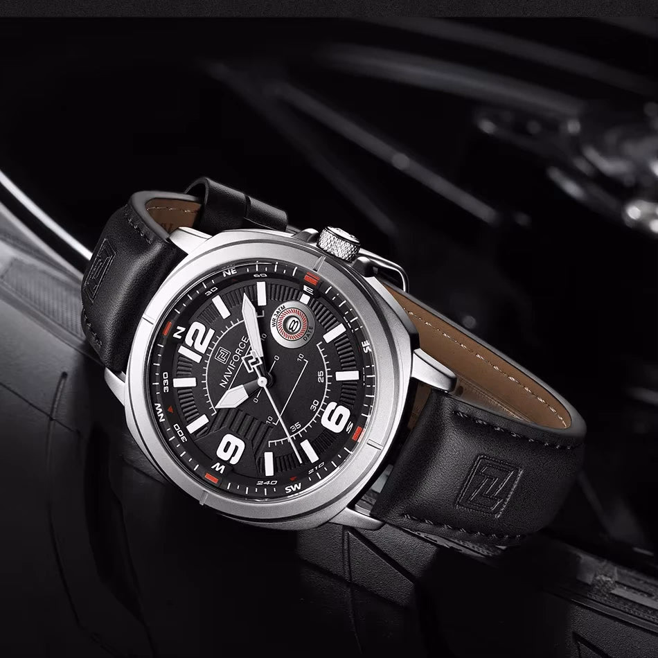 NAVIFORCE Men's Quartz Watch with Leather Band — image 5
