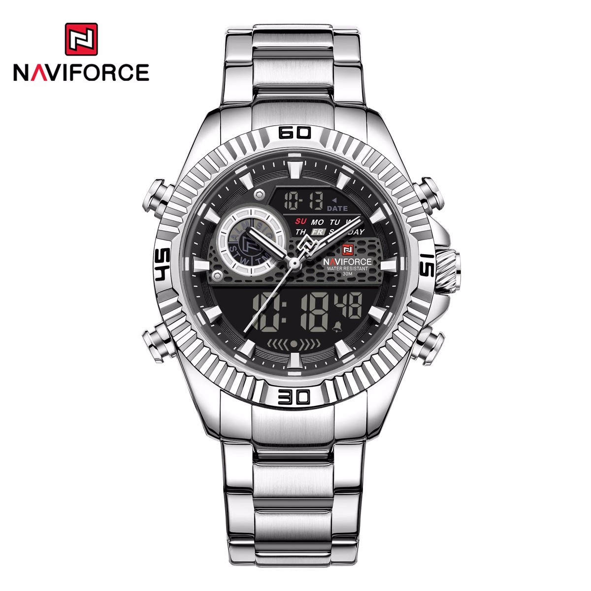 NAVIFORCE Men's Dual Display Stainless Steel Watch — image 3
