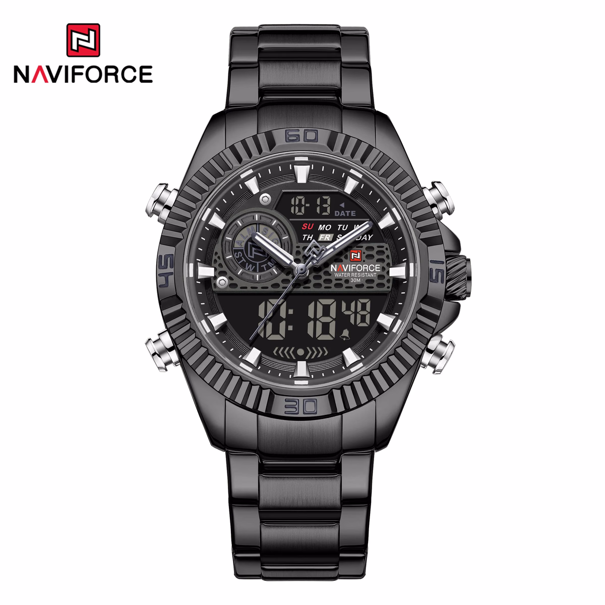 NAVIFORCE Men's Dual Display Stainless Steel Watch — image 4
