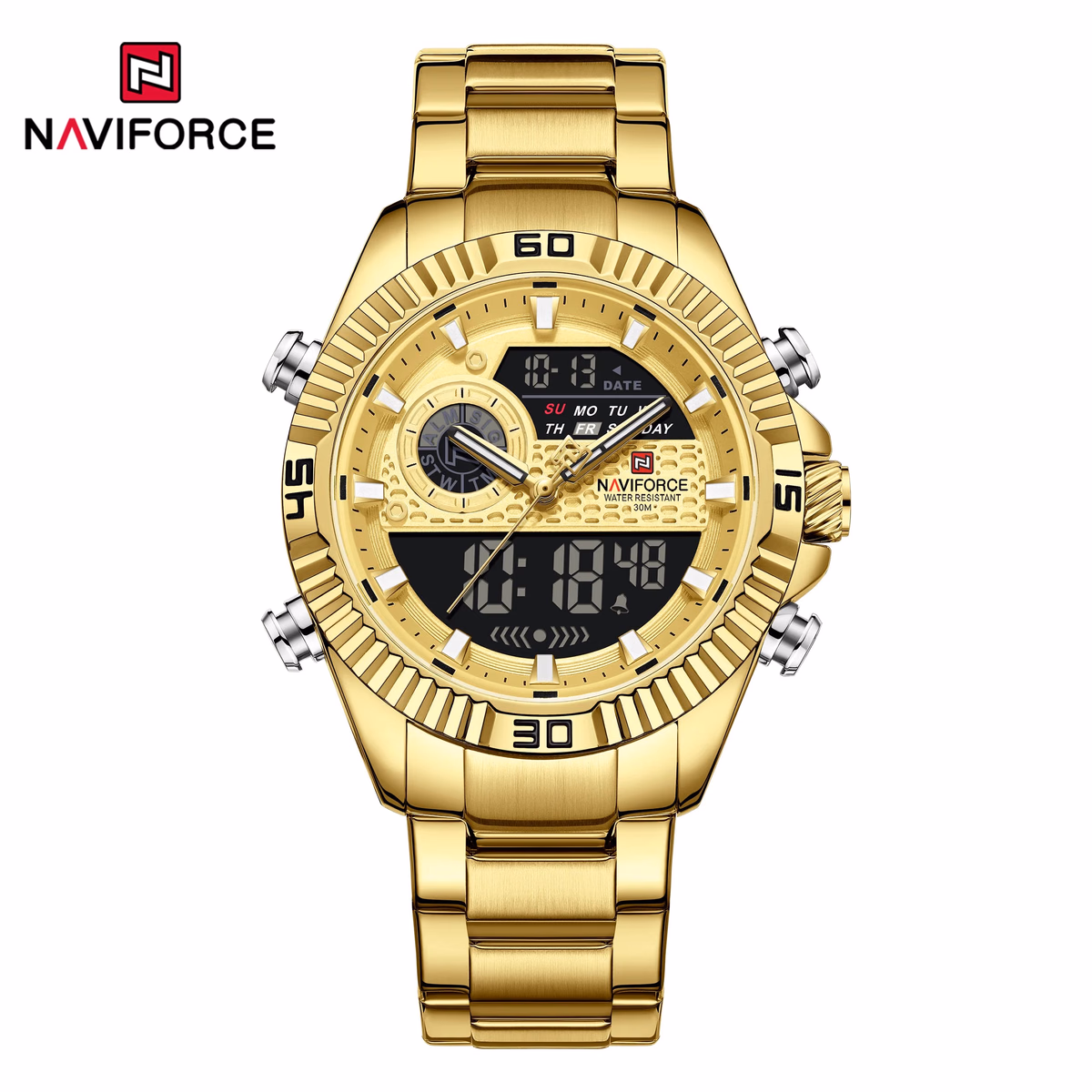 NAVIFORCE Men's Dual Display Stainless Steel Watch — image 6
