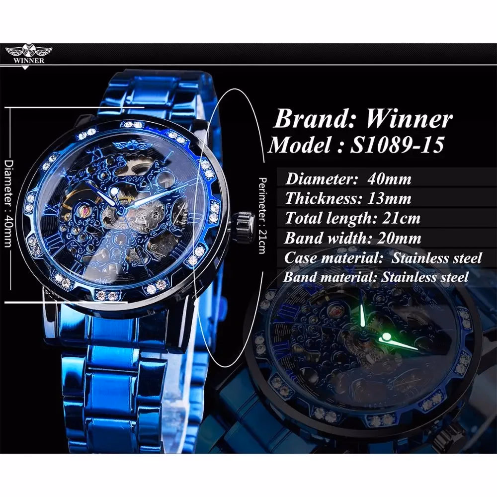 Luxury Blue Stainless Steel Mechanical Watch — image 4