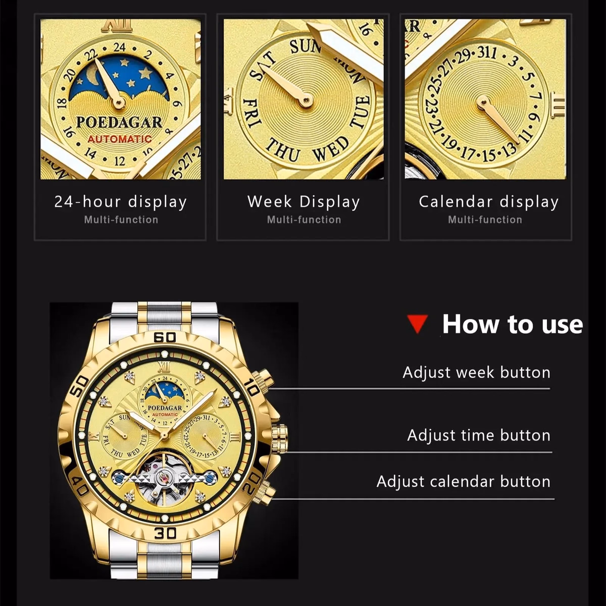 POEDAGAR Luxury Tourbillon Men's Watch — image 4