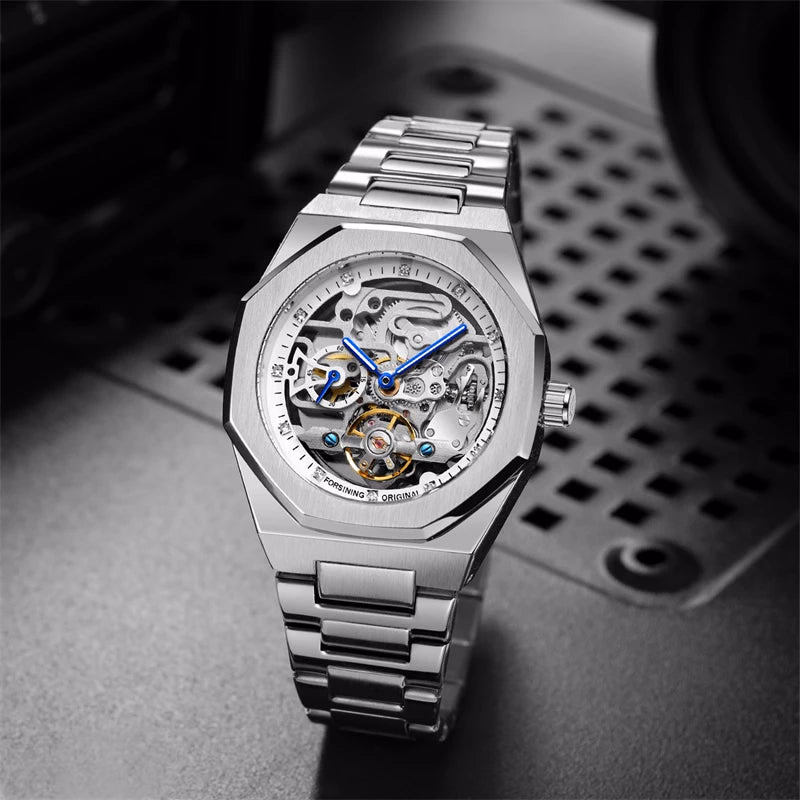 Luxury Silver 3D Hollow Automatic Watch for Men — image 3