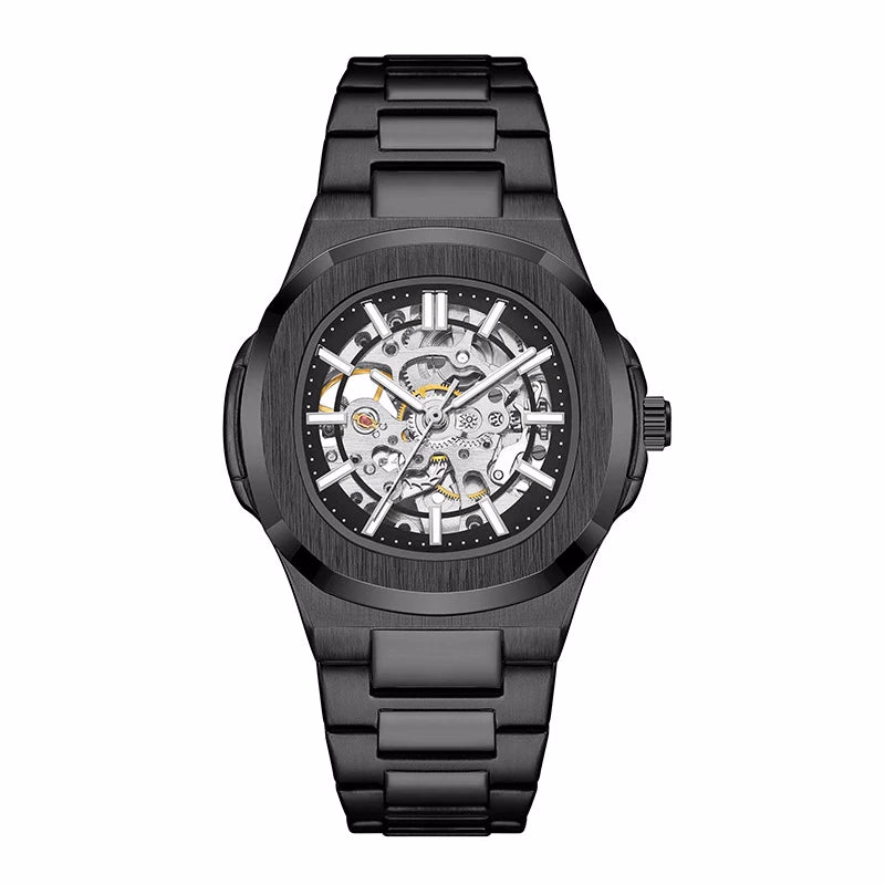 Luxury Mechanical Watch: Black & Gold Stainless Steel — image 7