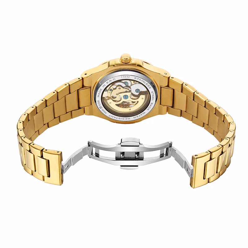 Luxury Mechanical Watch: Black & Gold Stainless Steel — image 3
