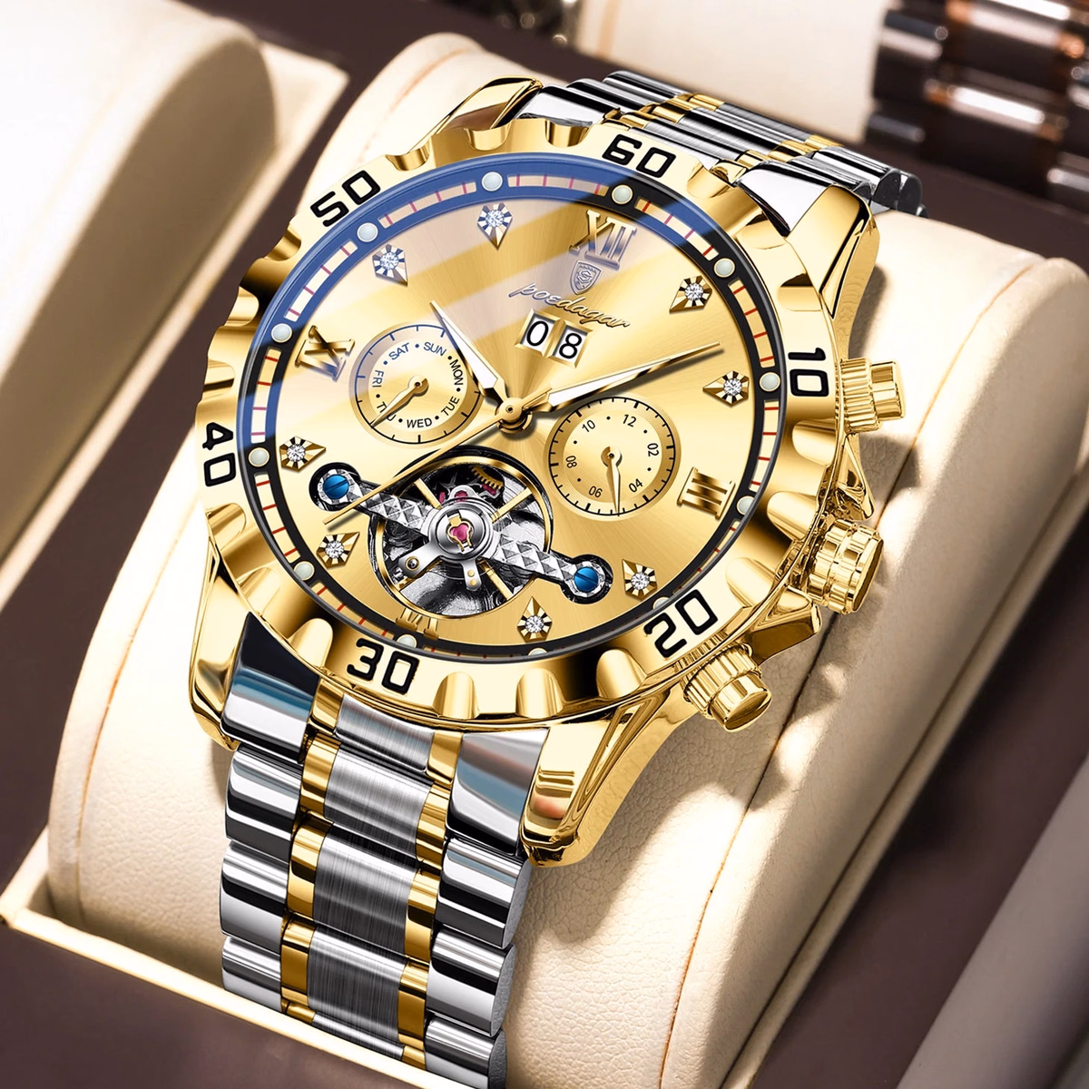 Poedagar Luxury Skeleton Tourbillon Men's Watch — image 8