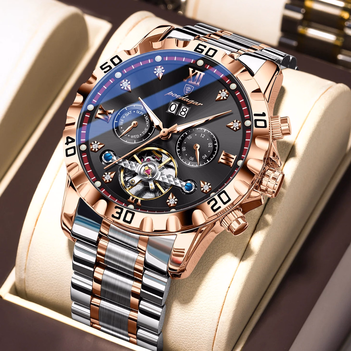 Poedagar Luxury Skeleton Tourbillon Men's Watch — image 7