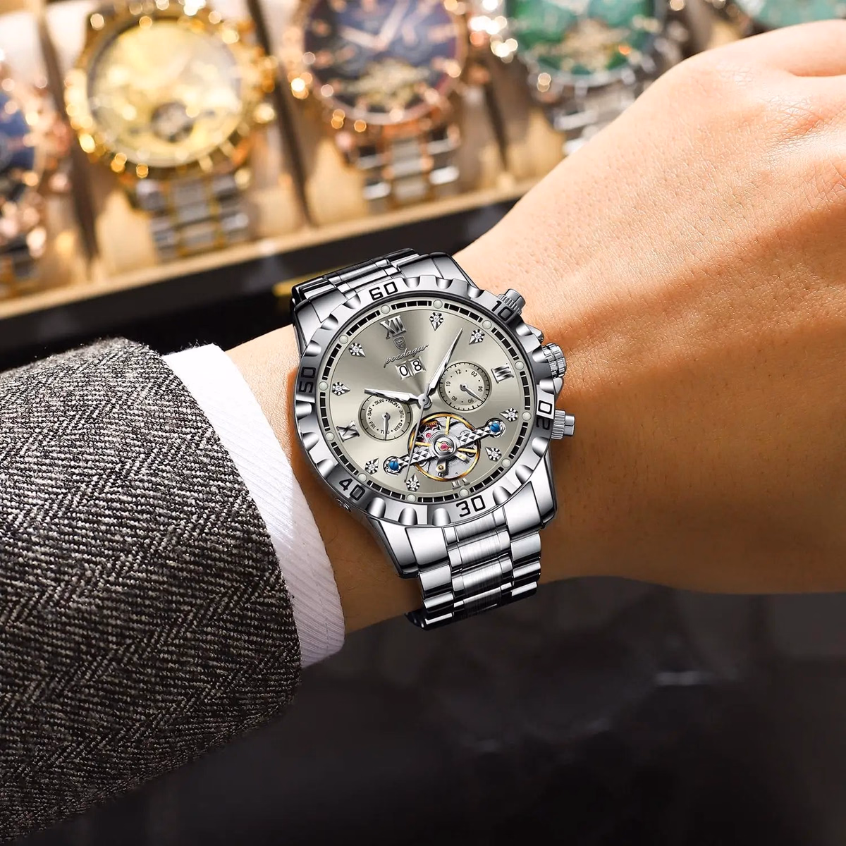 Poedagar Luxury Skeleton Tourbillon Men's Watch — image 6