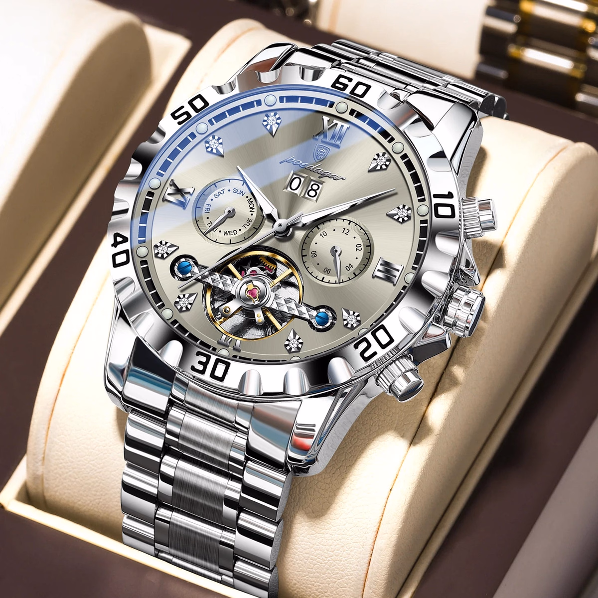 Poedagar Luxury Skeleton Tourbillon Men's Watch — image 9