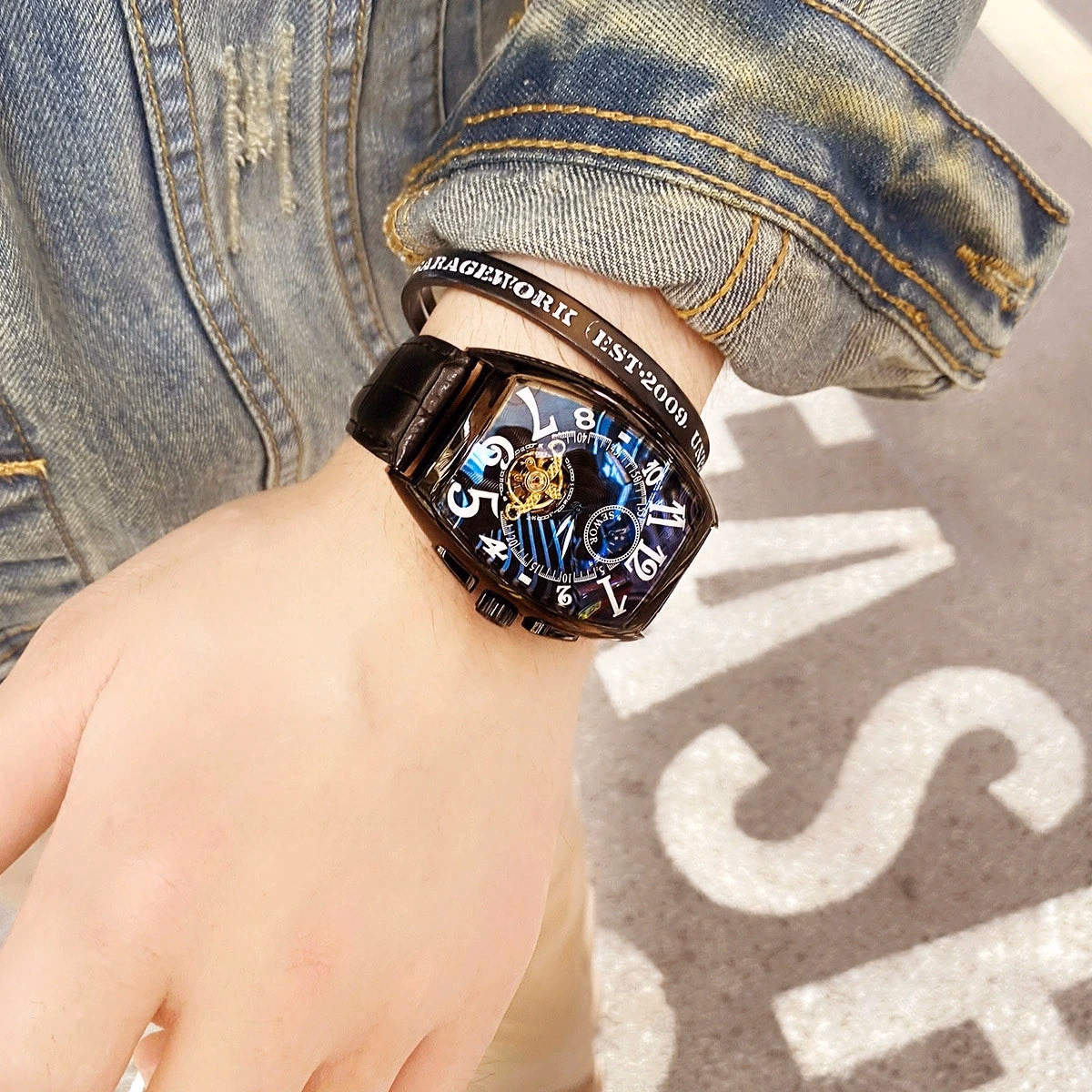 Luxury Automatic Moon Phase Skeleton Watch — image 3