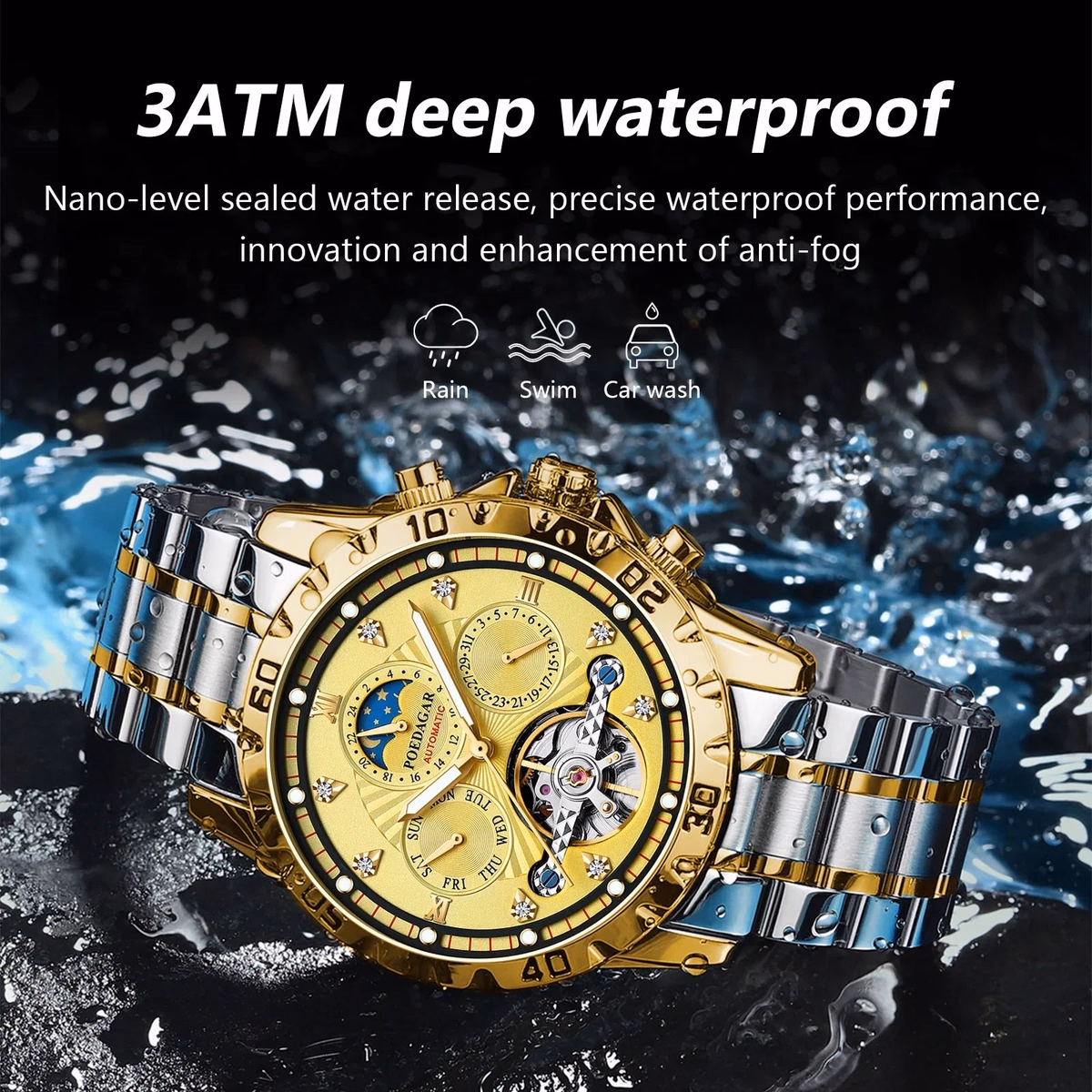 Luxury Gold Automatic Men's Watch - Waterproof & Luminous — image 2