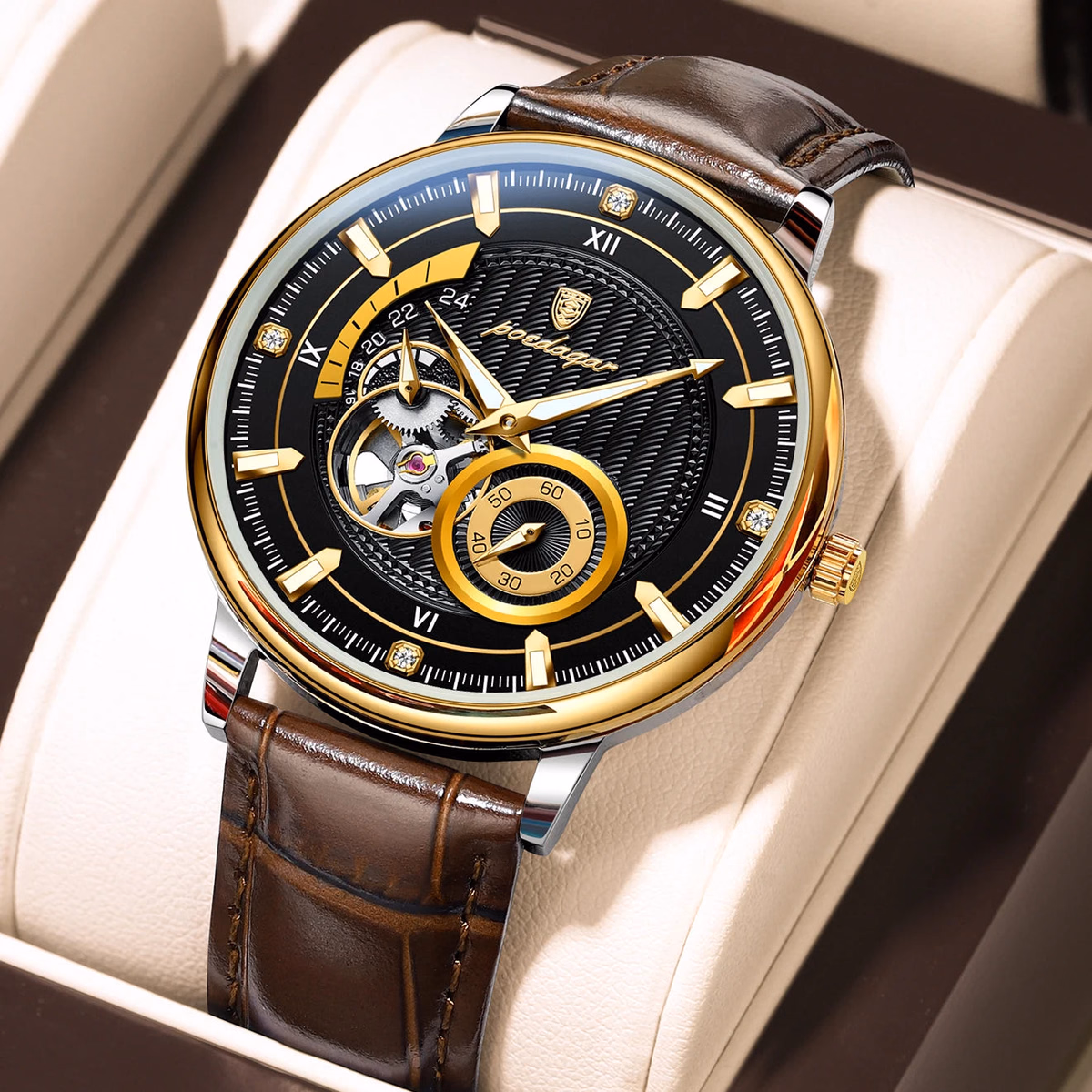 Poedagar Luxury Men's Waterproof Tourbillon Watch — image 11