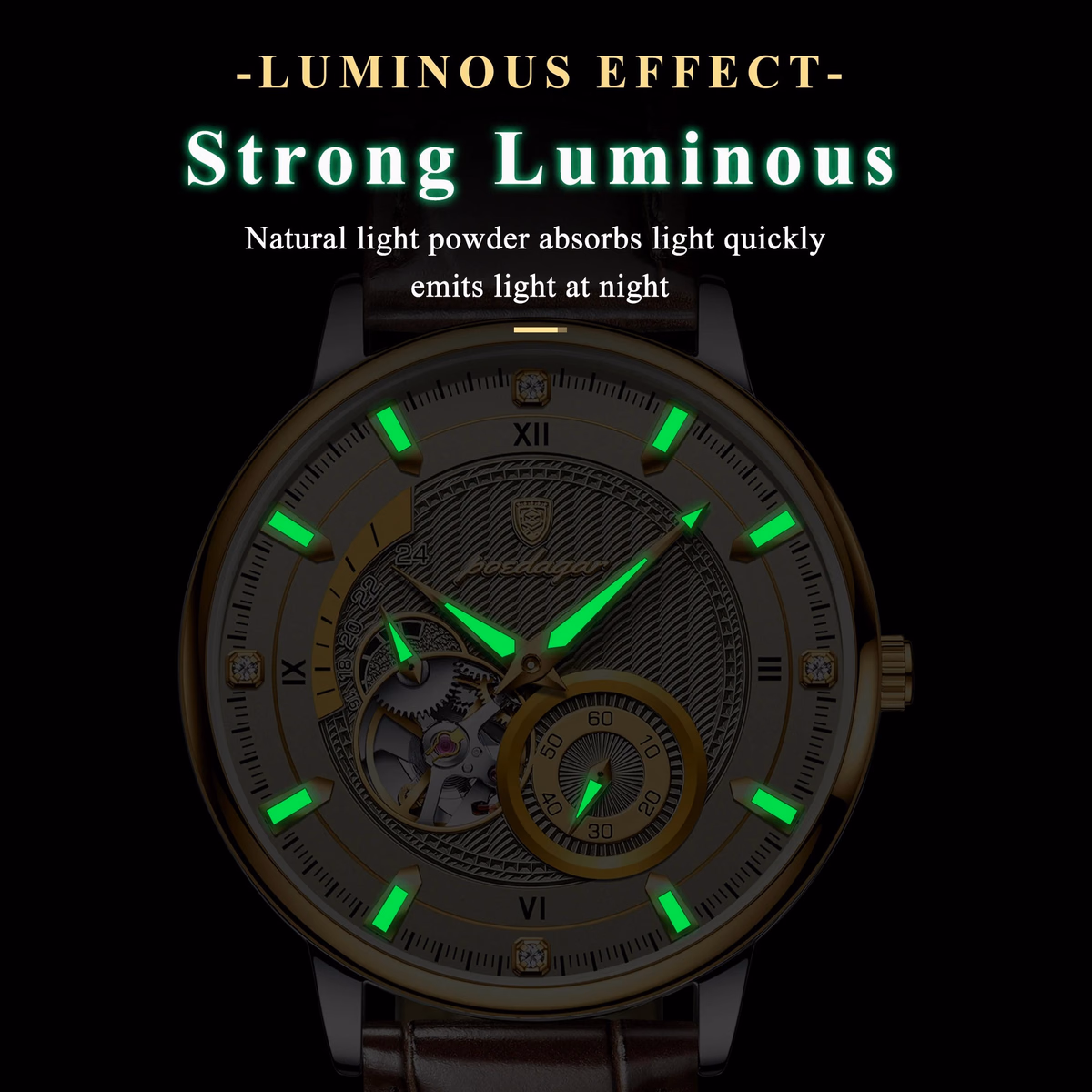 Poedagar Luxury Men's Waterproof Tourbillon Watch — image 3