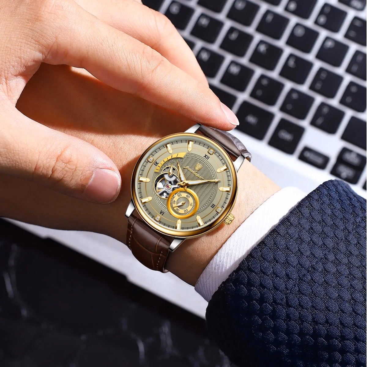 Poedagar Luxury Men's Waterproof Tourbillon Watch — image 6