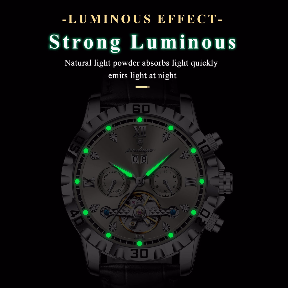 Poedagar Luxury Automatic Tourbillon Watch — image 3