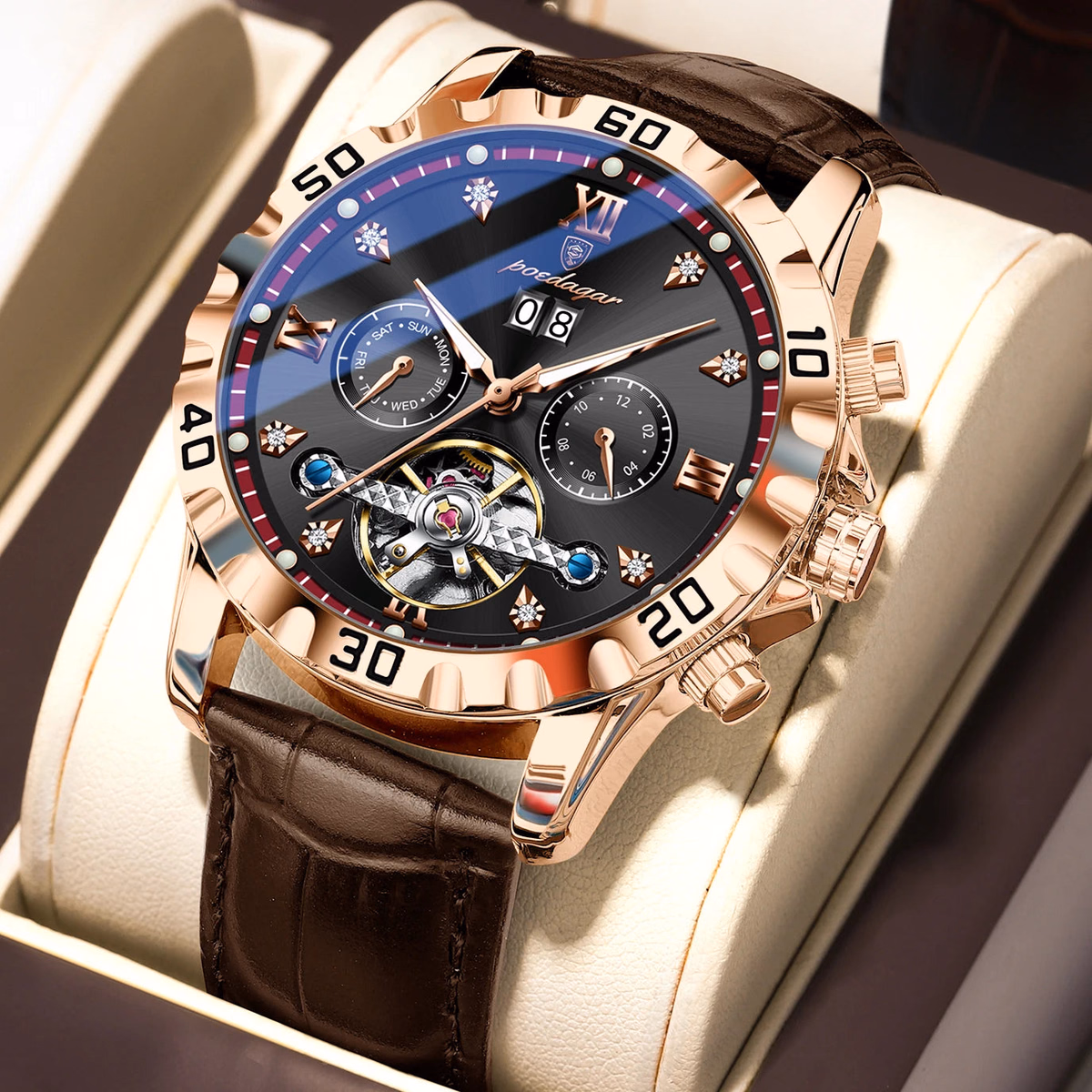 Poedagar Luxury Automatic Tourbillon Watch — image 9