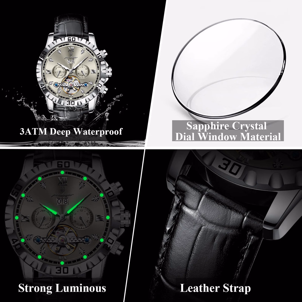 Poedagar Luxury Automatic Tourbillon Watch — image 4