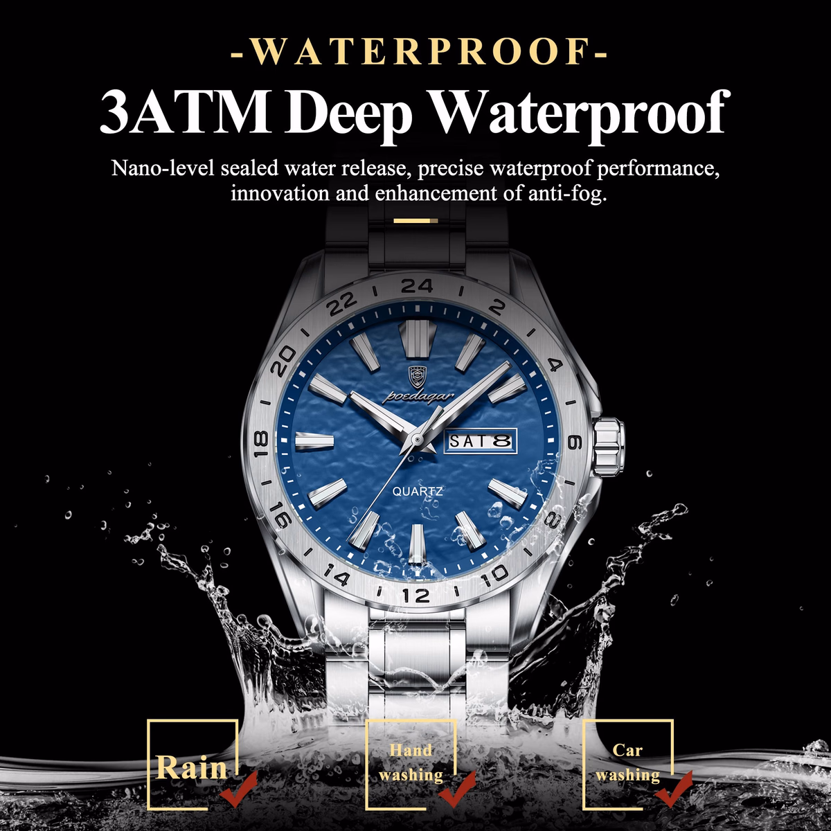 Poedagar Men's Dual Calendar Luminous Watch — image 2