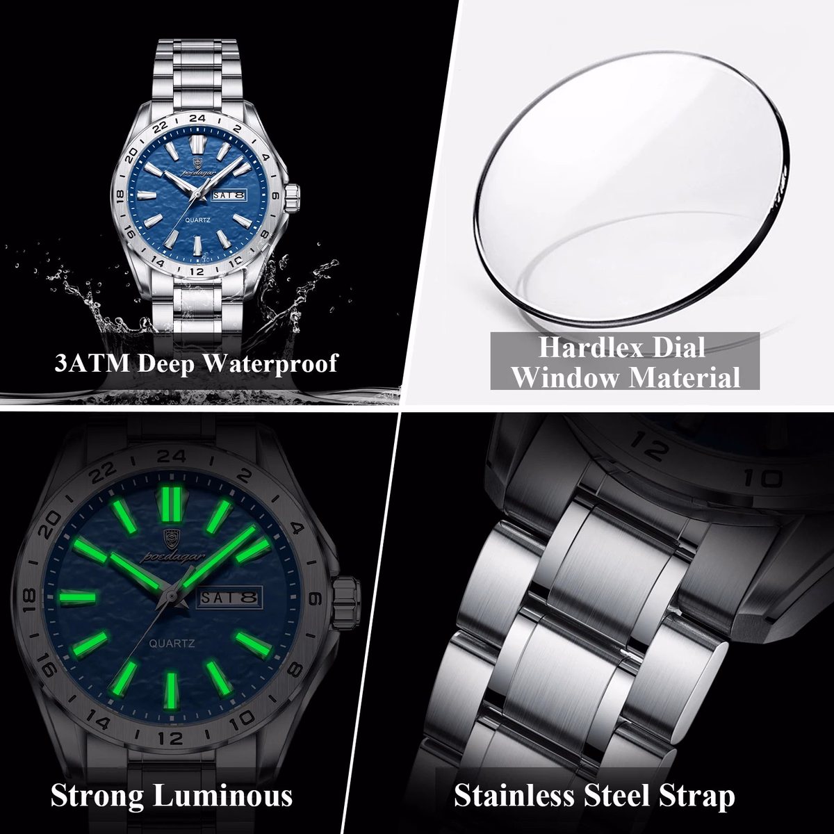 Poedagar Men's Dual Calendar Luminous Watch — image 4