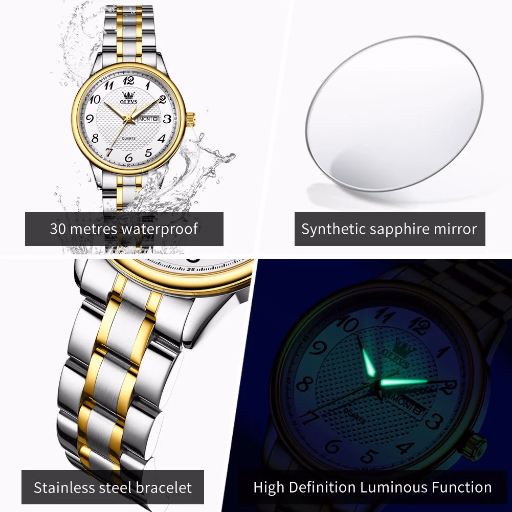 OLEVS Luxury Stainless Steel Quartz Watch — image 6