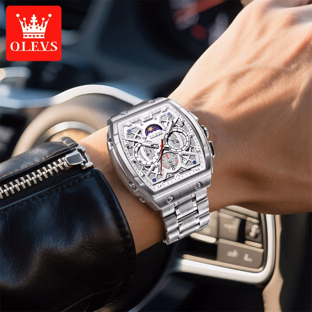 Olevs Stainless Steel Moon Phase Watch — image 4