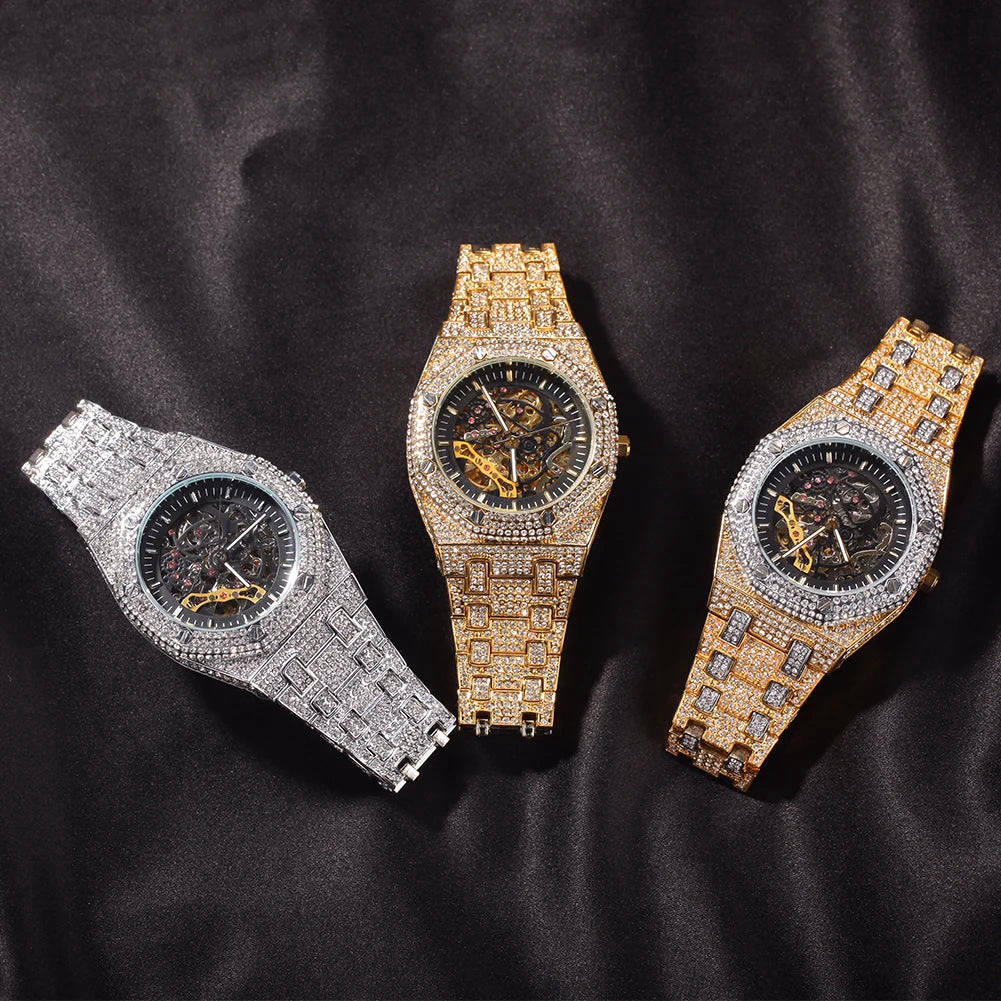 Black Gold Iced Out Mechanical Watches — image 3