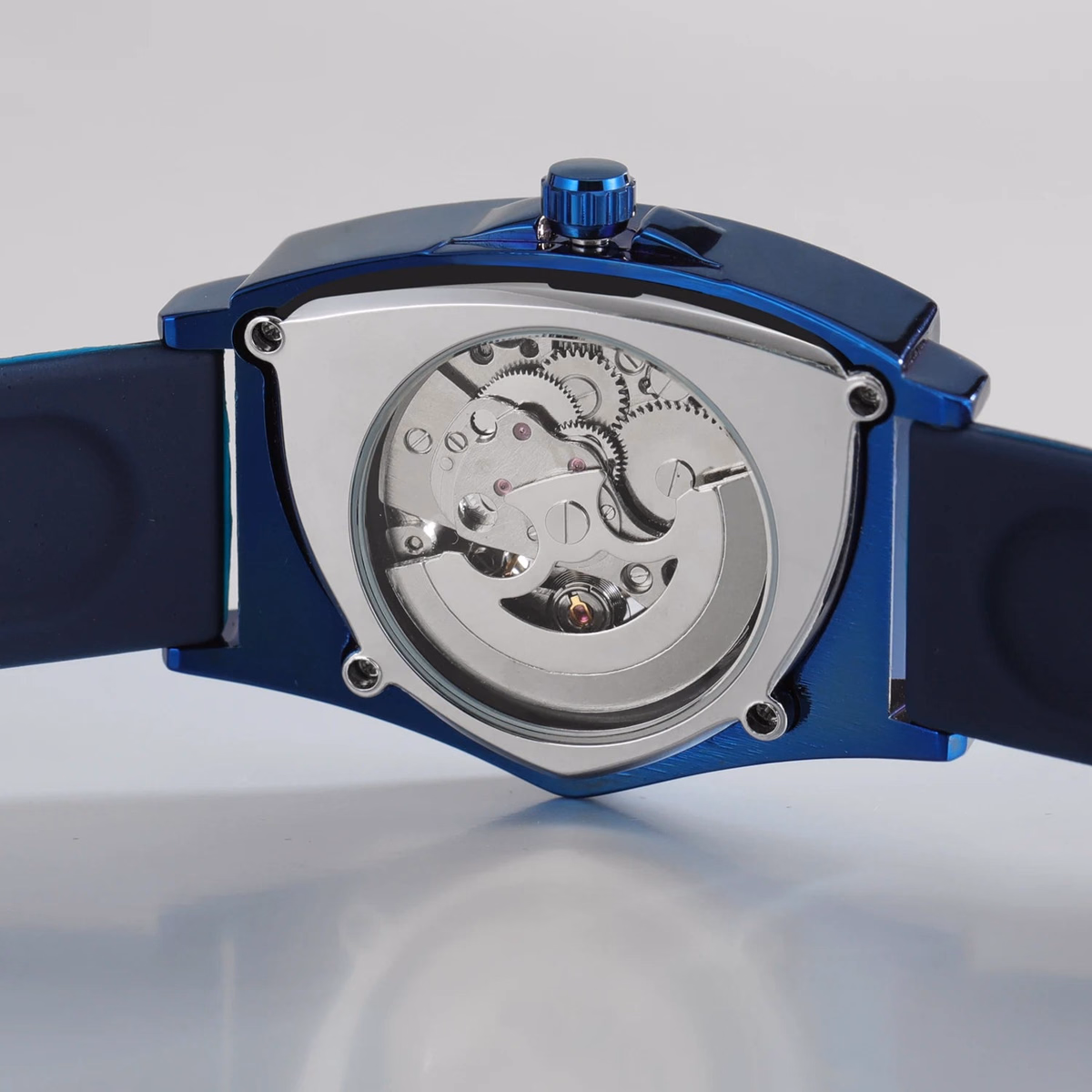 Winner Triangle Blue Skeleton Mechanical Watch — image 4