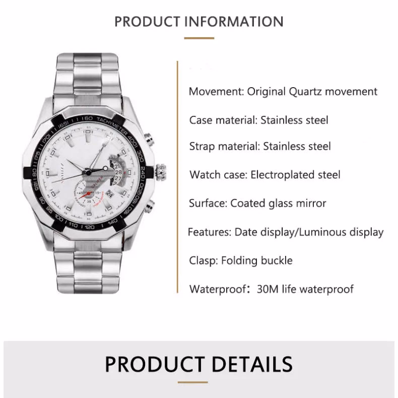 Elegant Men's Stainless Steel Quartz Watch — image 6
