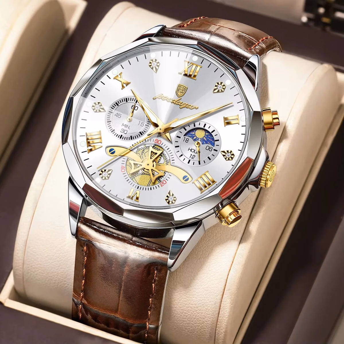 POEDAGAR Multi-Function Waterproof Quartz Watch