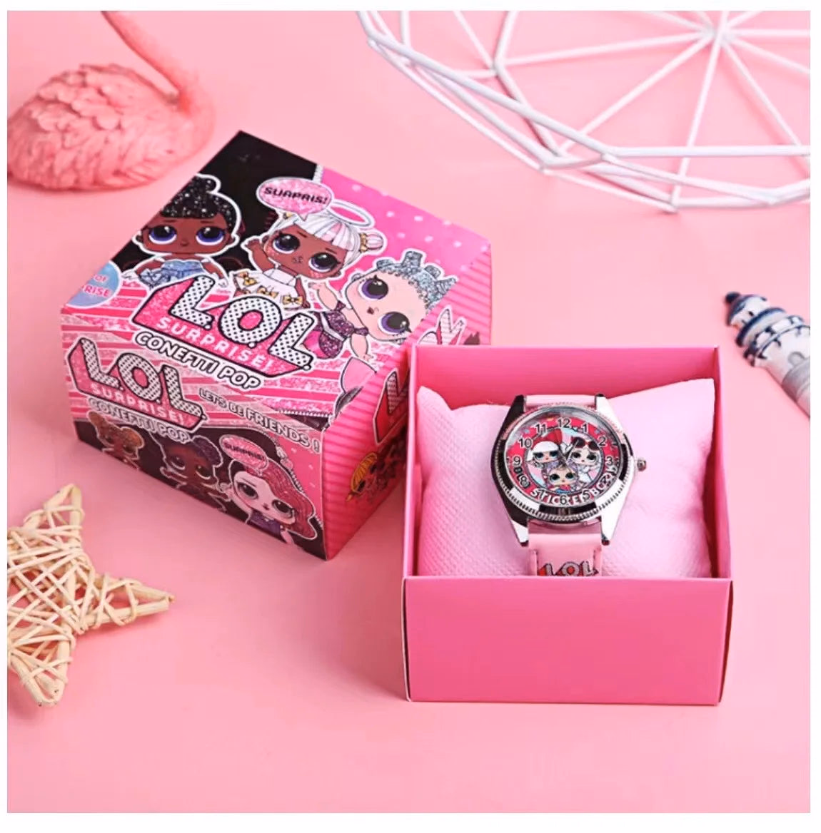 Kids Cartoon Quartz Watch with Leather Band