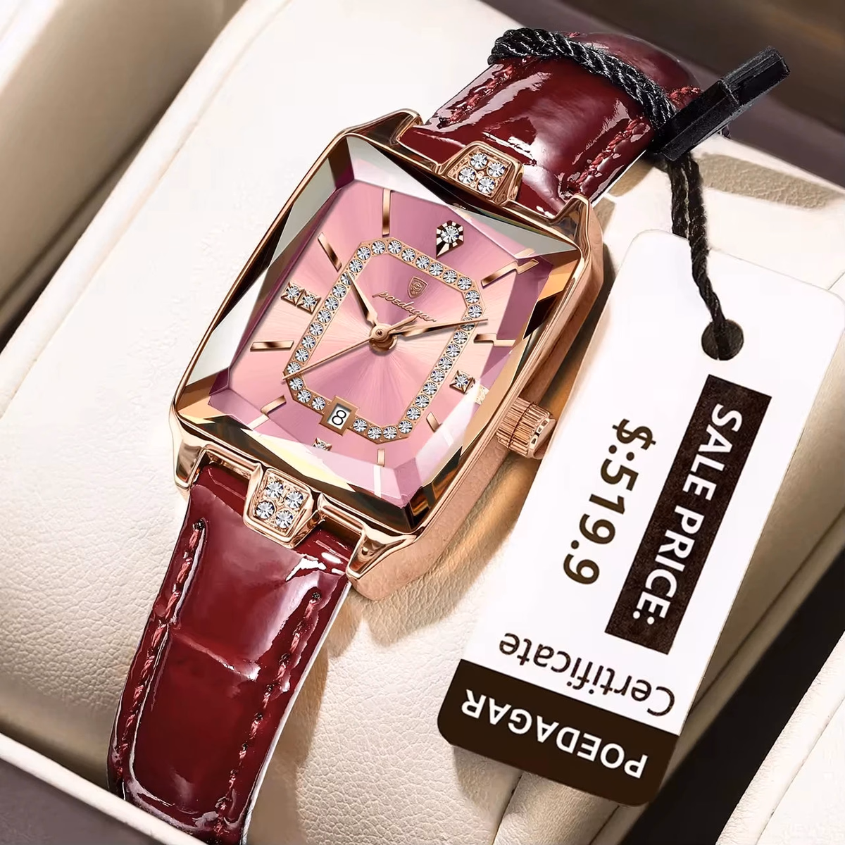 Poedagar 785 Luxury Diamond Leather Women's Watch — image 8