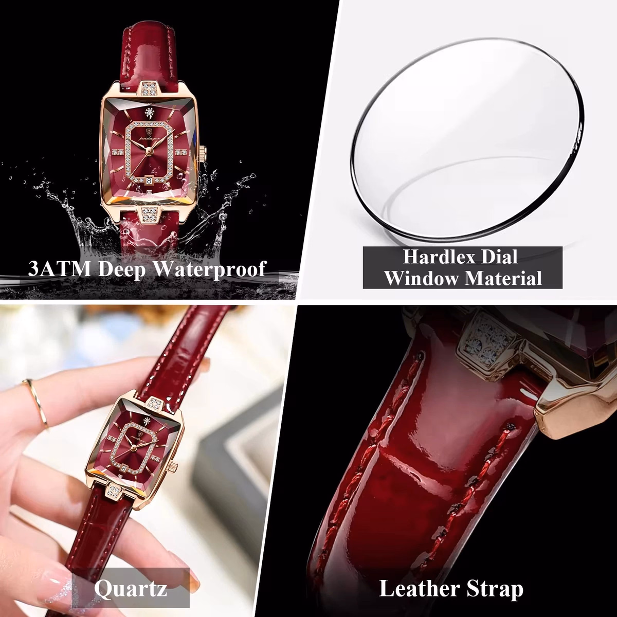 Poedagar 785 Luxury Diamond Leather Women's Watch — image 4