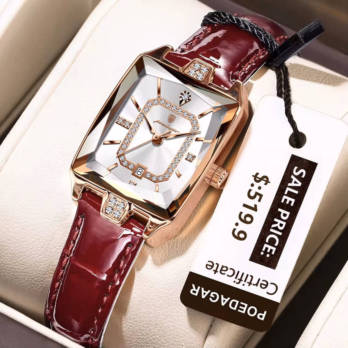 Poedagar 785 Luxury Diamond Leather Women's Watch — image 7