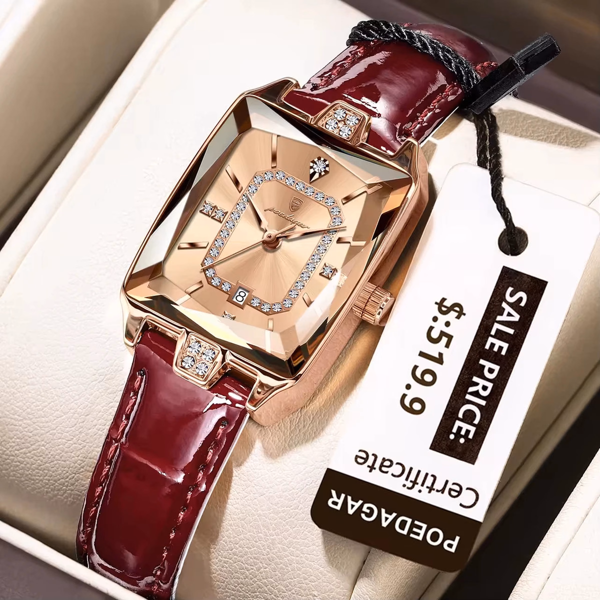 Poedagar 785 Luxury Diamond Leather Women's Watch — image 10
