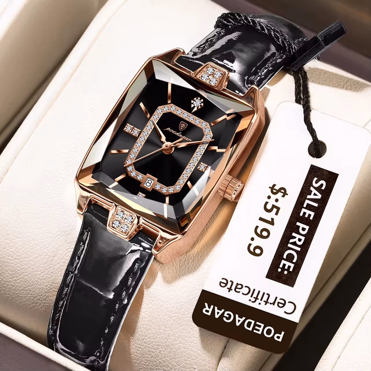 Poedagar 785 Luxury Diamond Leather Women's Watch — image 9