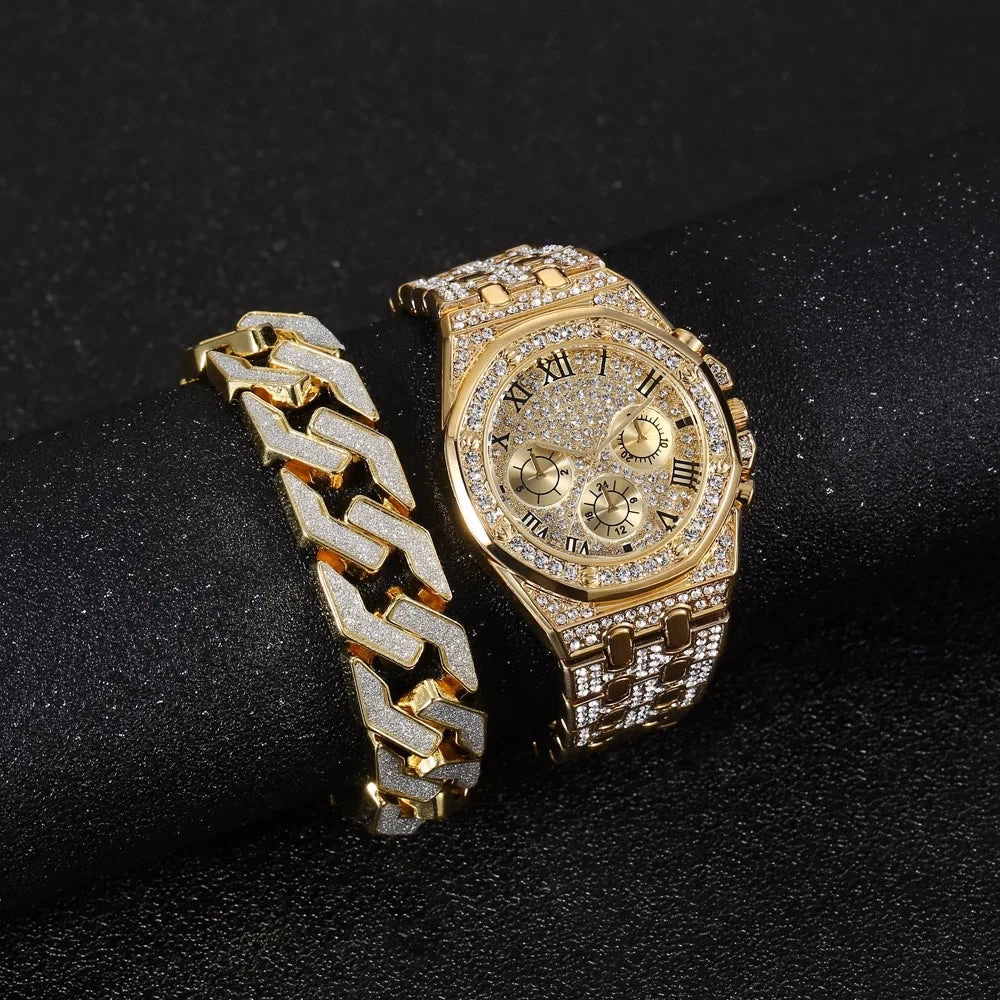Luxury Gold Watch & Bracelet Set for Men & Women — image 9