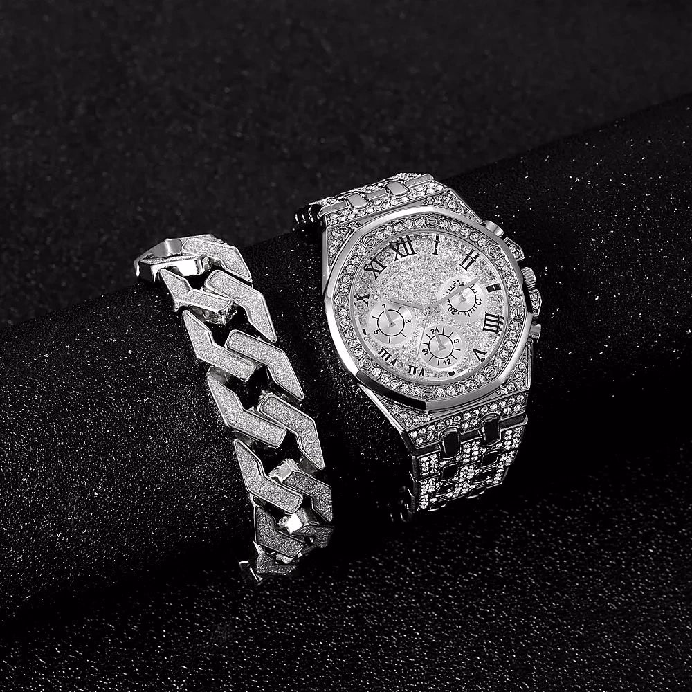 Luxury Gold Watch & Bracelet Set for Men & Women — image 2