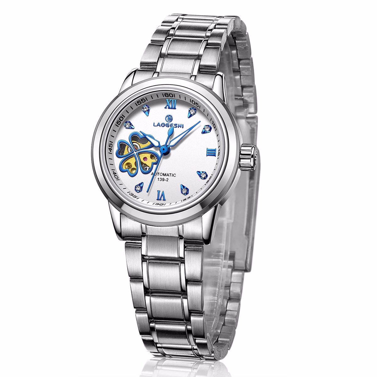 Custom Heart Clover Silver Waterproof Ladies Watch — image 3