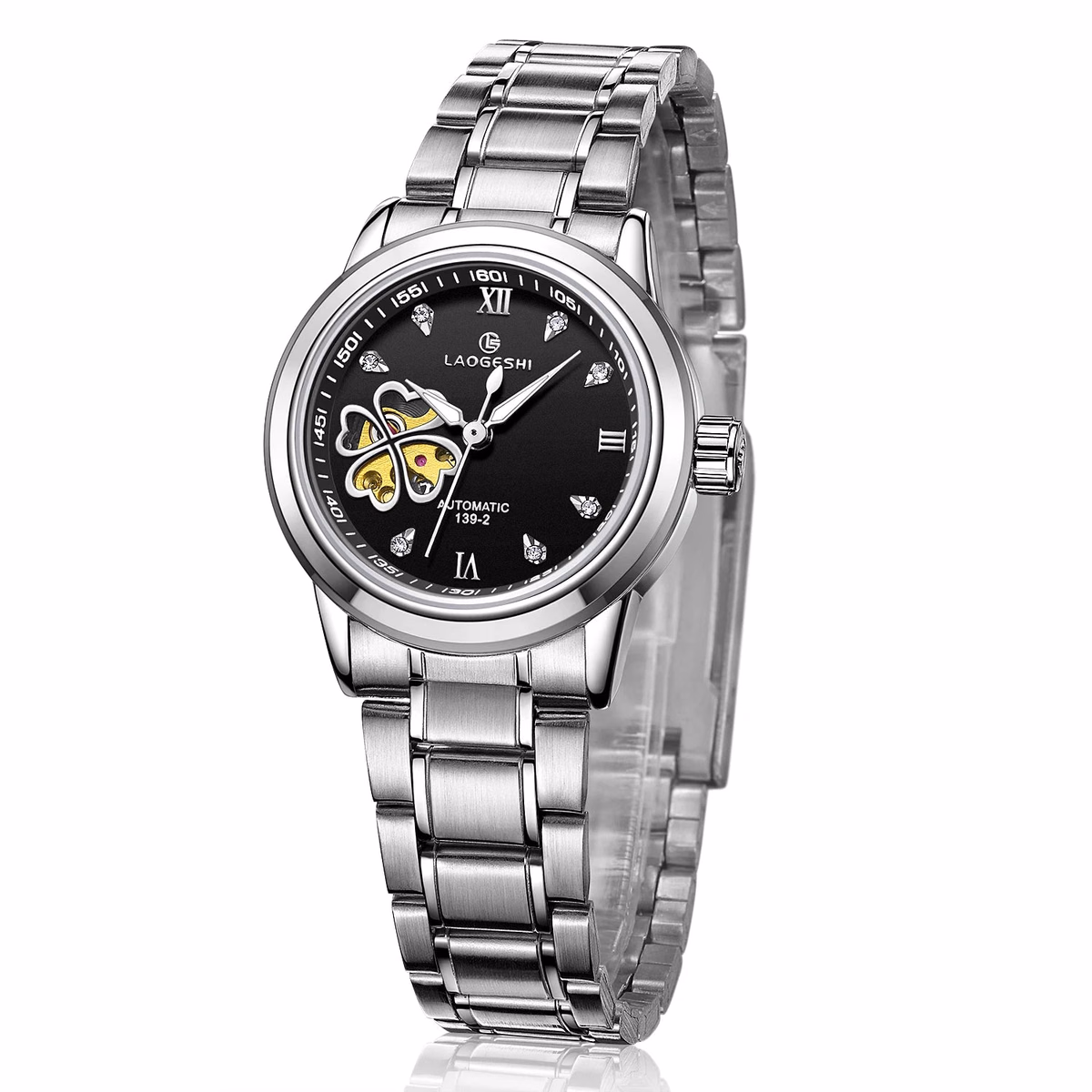Custom Heart Clover Silver Waterproof Ladies Watch — image 10