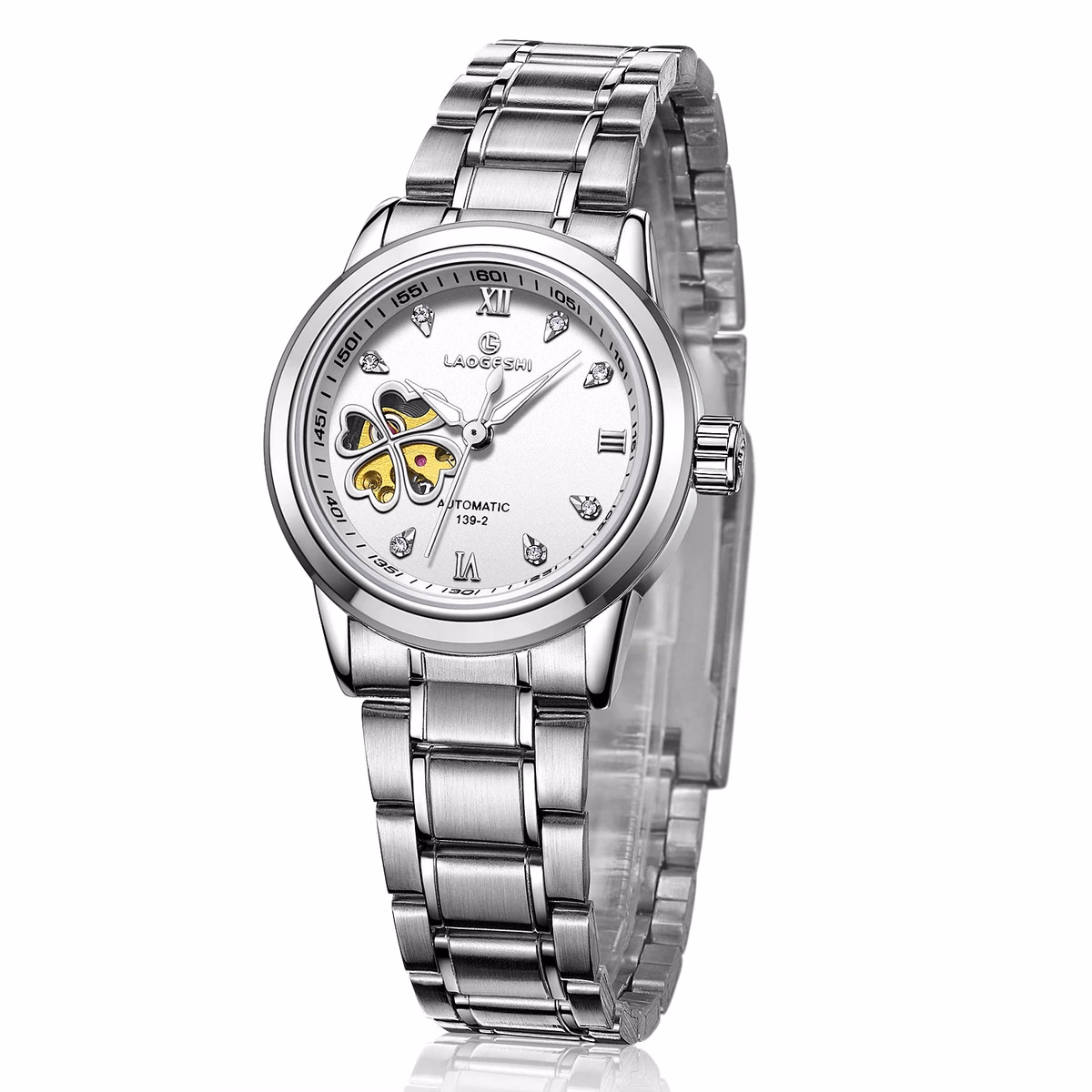 Custom Heart Clover Silver Waterproof Ladies Watch — image 2